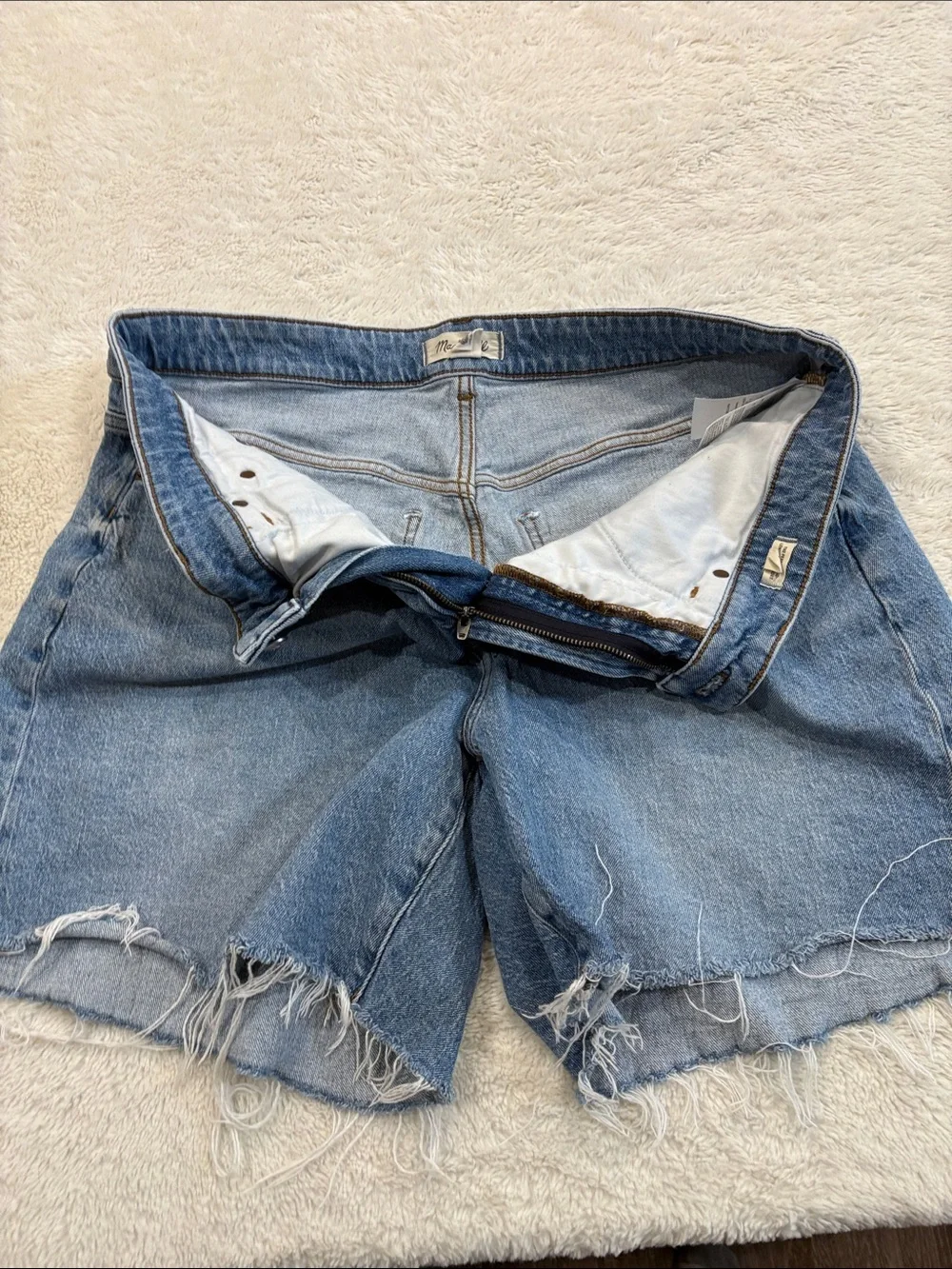 Madewell Light Blue Distressed Denim Cutoff Shorts
